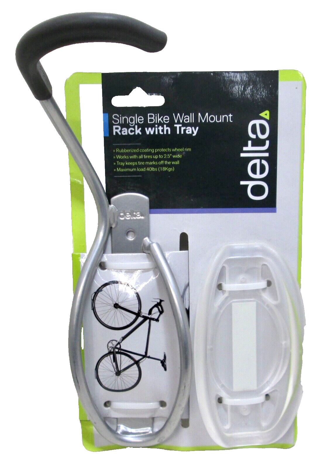 New Delta Single Bike Wall Mount Rack with Tray - Up to 40 Pounds - $17.09