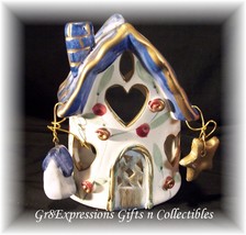Shabby Rose Ceramic Cottage Christmas Candle House~Sml - £10.32 GBP