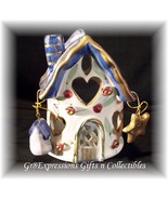 SHABBY ROSE CERAMIC COTTAGE CHRISTMAS CANDLE HOUSE~SML - $12.95