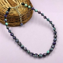 Rainbow Copper Turquoise 8x8 mm Beads Adjustable Thread Necklace ATN-32 - £9.24 GBP