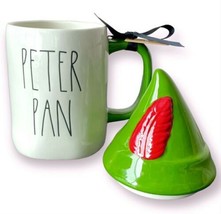 Disney: Rae Dunn: Peter Pan: Coffee: Mug With Topper: White: Green: Red: New - £29.50 GBP