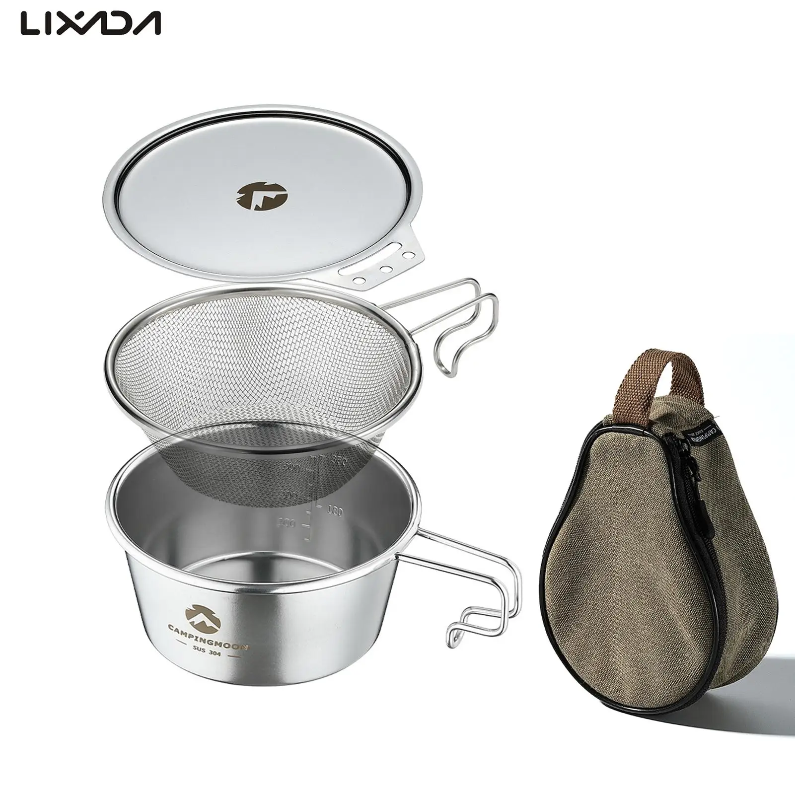 4-in-1 450ml Camping Bowl Stainless Steel Sierra Cup Bowl Kit with Mesh Strainer - £8.72 GBP+