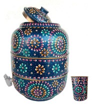 Hand Painted Handmade Water Storage Tank 6.5 LTR. Home Kitchen Drink Pure Copper - £135.22 GBP