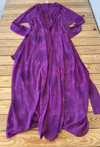 Silk &amp; Satin Women’s Vintage Long Floral Robe Size S Purple Sf19 - £22.58 GBP