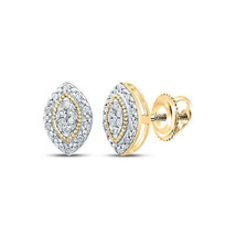 Sterling Silver Womens Round Diamond Oval Cluster Earrings 1/10 Cttw - £85.77 GBP