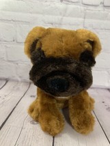 Golden Bear Co plush puppy dog brown black boxer pug beanbag stuffed animal toy - £5.41 GBP