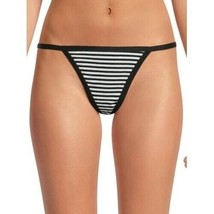 No Boundaries Women&#39;s Cotton String Thong Panties Size 3XL Black Stripe - £8.98 GBP