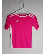 Adidas Climalite 3 Stripe Pink Shirt Boys Size Small - $155.50 MXN