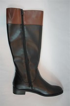NIB Karen Scott Brown Black Faux Leather 9 1/2 Wide and Wide Calf Riding Boot Si - £56.76 GBP