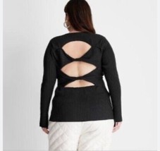 Future Collective Khalana Barfield Brown Sweater 2X Black Cut Out Back T... - $18.39