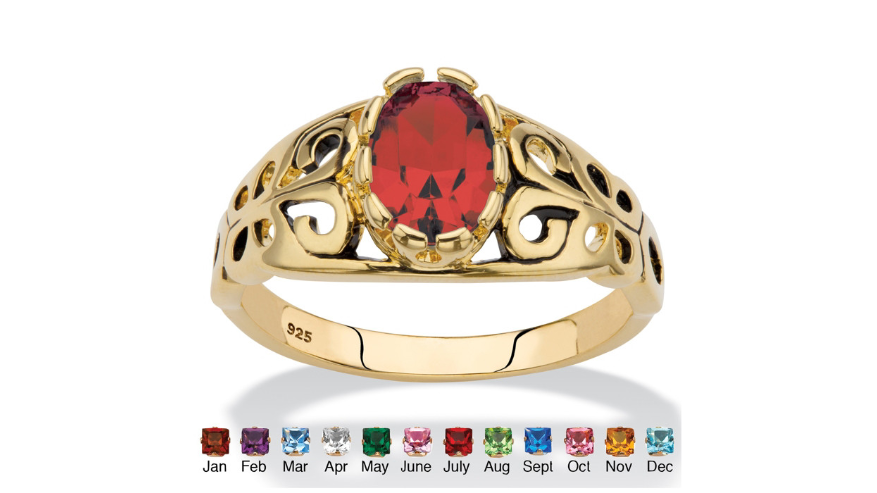 Primary image for OVAL CUT 14K GOLD OVER STERLING SILVER FILIGREE RUBY RING SIZE 5 6 7 8 9 10