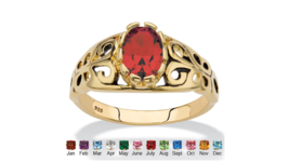 Oval Cut 14K Gold Over Sterling Silver Filigree Ruby Ring Size 5 6 7 8 9 10 - $99.99