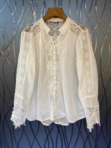 BOHO INSPIRED long sleeve white   V-neck Blouse Shirt women cotton Shirt Spring  - £102.94 GBP