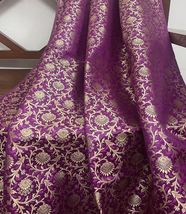 Indian Banarasi Brocade Fabric, Purple &amp; Gold Bridal Fabric, Abaya, Fabric NF453 - £5.98 GBP+