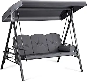 Outdoor Patio Swing Chair With Weather Resistant Steel Frame, Adjustable... - $517.99