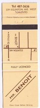 Matchbook Cover Mr Benoit Bar Eglington Ave Toronto - £0.76 GBP