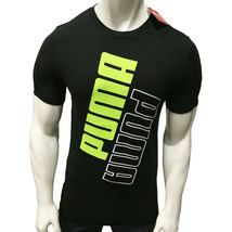 Nwt Puma Msrp $42.99 Power Men&#39;s Black Green Crew Neck Short Sleeve T-SHIRT S L - £14.70 GBP