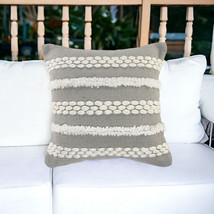 20&quot; Gray and White Geometric Indoor Outdoor Throw Pillow With Texture - $1,480.47 MXN
