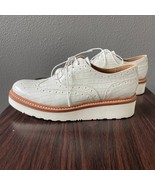 Grenson Womens Shoes Emily Leather Brogues White Calf Size 7.5 Collegiat... - $135.45