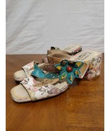 L&#39; ARTISTE Spring Step T-Strap Sandals Heels Shoes Floral Pink Turquoise... - $20.99