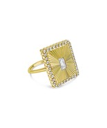 Real 14k Yellow Gold Rectangular Ring CZ Band Size 6.5 - $325.71