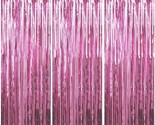 3 Packs 3.2Ft X 6.6Ft Light Pink Metallic Tinsel Foil Fringe Curtains Ph... - $14.99