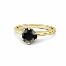 6 Prong Black AAA Enhanced Diamond 14K Y Gold Solitaire Anniversary Ring 0.75ct - £241.63 GBP