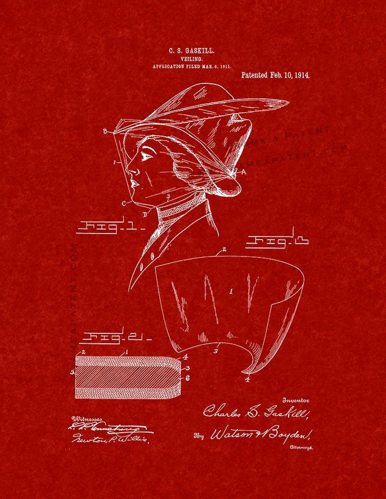 Primary image for Veiling Patent Print - Burgundy Red