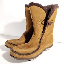 Cushe Suede Tall Winter Boots 7 Tan Furry Talehi Faux Fur Lined Leather Womans - £31.88 GBP
