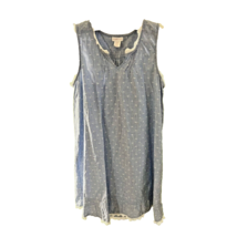 Shabby Chic Brand Blue &amp; White Sleeveless Cotton Midi Nightgown - £15.76 GBP