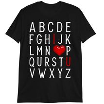 Alphabet ABC I Love You T-Shirt, I Love You Shirt, Valentines Day T-Shirt Dark H - $19.55+