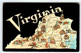 Postcard Greetings From Virginia Map Chrome Old Dominion State Dexter Da... - $6.47