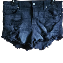 Black Raw Hem Denim Short Shorts Size 12 - £19.46 GBP