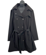 Calvin Klein Women&#39;s Size XL Belted Double Breasted Black Rain Trench Coat - $34.82 CAD