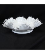 Fenton Silver Crest Milk Glass Double Crimped Large Bowl 12” x 3-1/2&quot; Vi... - $127.39