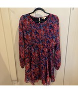 Skies Are Blue Womens Dress Size M Long sleeve Elastic Waist Red Blue Pink - $28.71