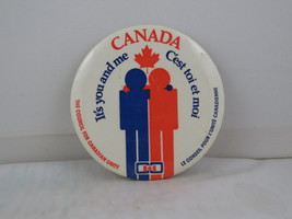 Vintage Canadian Political Pin - Canada It&#39;s You and Me - Celluloid Pin  - £11.59 GBP