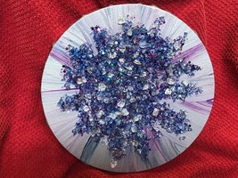 ~Silver &amp; Blue~ ❄️Glitter, Crushed/Broken Glass, Canvas Painting, Abstra... - $19.98