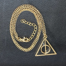 Deathly Hallows Symbol Necklace Pendant Harry Potter Gifts Pendant Luna Lovegood - £7.72 GBP