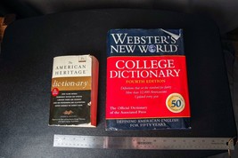 Book Lot 2 Dictionaries Webster&#39;s New World College Dictionary American Heritage - £1.70 GBP