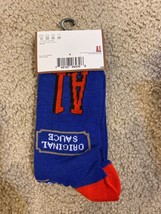 NWT Novelty Men&#39;s  A.1. Logo Original Sauce Red Blue  Crew Socks Size 6-12 - £9.77 GBP