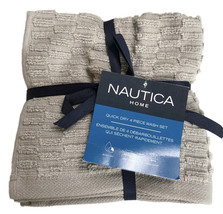 Nautica Soft Cotton Set of 4 Facecloths Gray 13x13&quot; Washcloths Quick Dry - £23.04 GBP