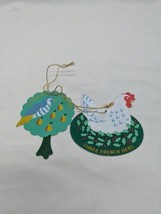 Set Of (2) A Partridge In A Pear Tree Three French Hens Metal Ornaments - £23.29 GBP