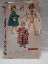 VTG 1950&#39;s Simplicity Pattern 4503 Adorable Child&#39;s Robe w/ Bunny Transfer Sz 4 - £7.60 GBP