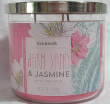 Kirkland&#39;s 14.5 oz Large Jar 3-Wick Candle Natural Wax Blend WARM SAND &amp;... - £21.61 GBP