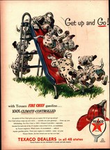 1956 Texaco Oil Co. Dealer Fire Chief Dalmation Puppies Vintage Print Ad a8 - $24.11