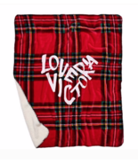 Victoria&#39;s Secret Plaid Sherpa Love Victoria Holiday Soft Throw Blanket - £39.30 GBP