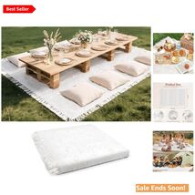 91 x 71 Extra Large White Boho Picnic Blanket - Portable &amp; Machine Washable - $87.07