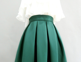 Emerald Green A-line Midi Skirt Outfit Women Custom Plus Size Pleated Skirt image 5