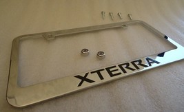 Engraved Chrome Metal License Plate Frame w/ Logo Caps For 00-14 Nissan Xterra - £15.56 GBP